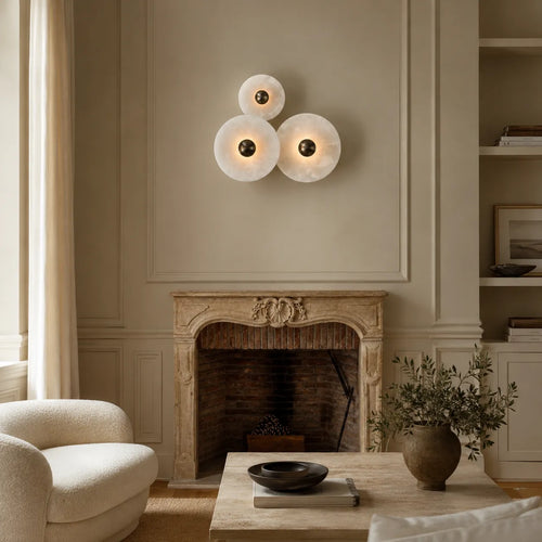 Amina Modern Round Alabaster LED Wall Light