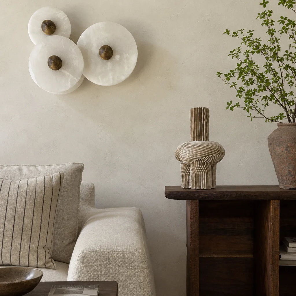 Amina Modern Round Alabaster LED Wall Light