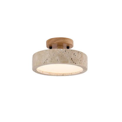 Alaette Minimalist Round Travertine LED Ceiling Light
