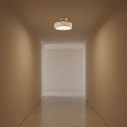 Alaette Minimalist Round Travertine LED Ceiling Light