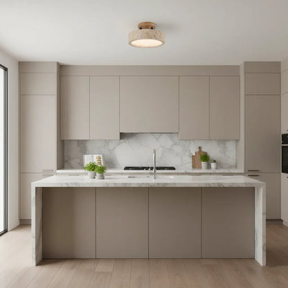 Alaette Minimalist Round Travertine LED Ceiling Light