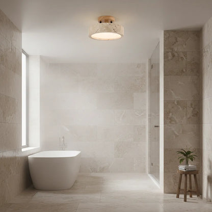Alaette Minimalist Round Travertine LED Ceiling Light