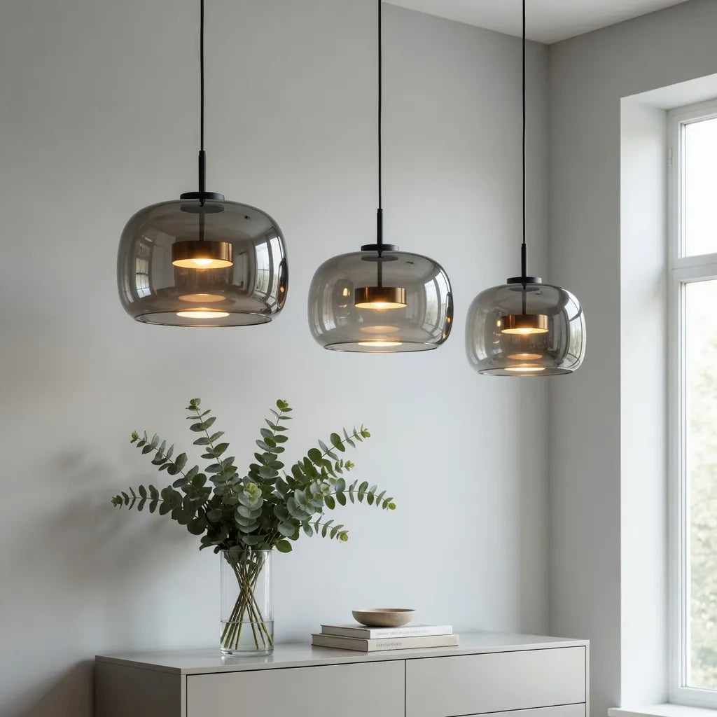 Gideon Modern Amber Glass Sculpted LED Pendant Light
