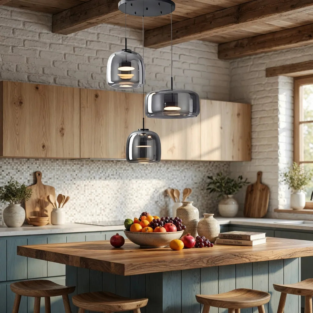 Gideon Modern Amber Glass Sculpted LED Pendant Light
