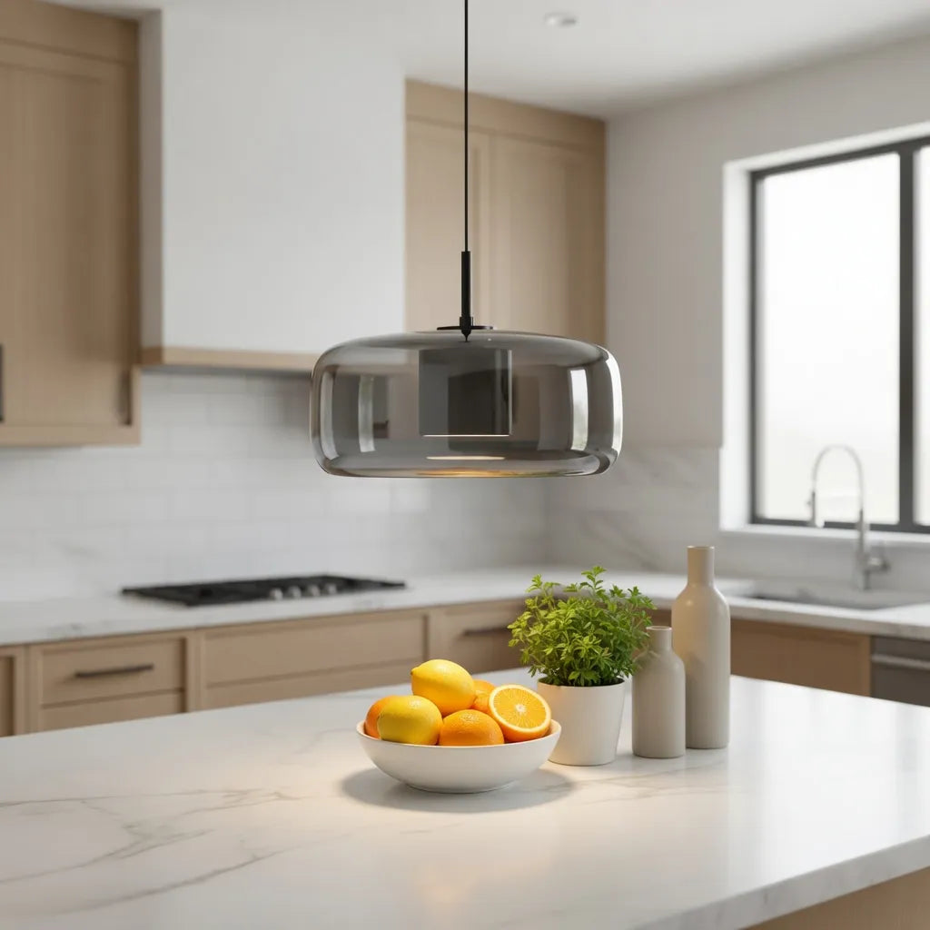 Gideon Modern Amber Glass Sculpted LED Pendant Light