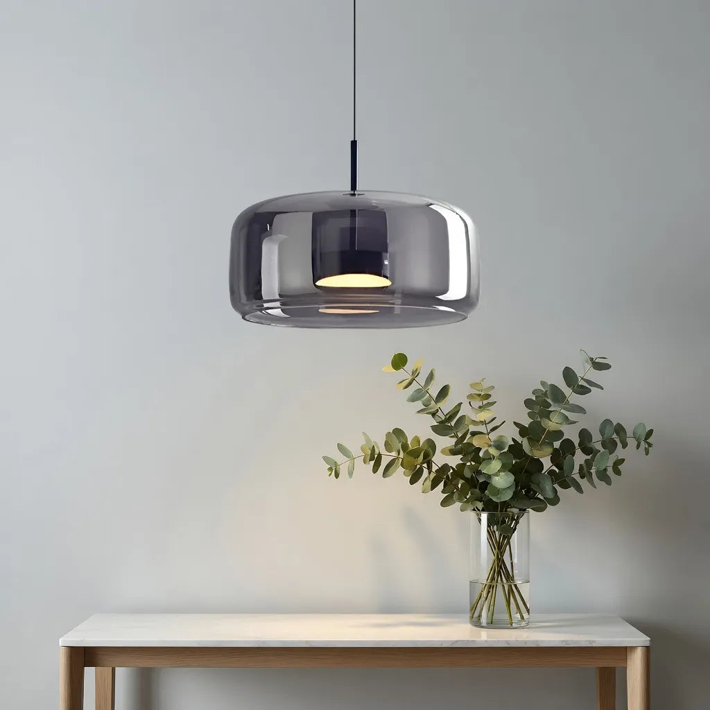 Gideon Modern Amber Glass Sculpted LED Pendant Light