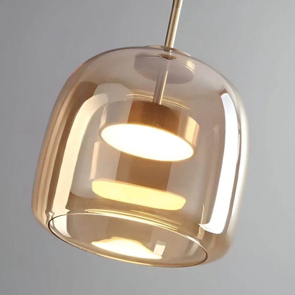 Gideon Modern Amber Glass Sculpted LED Pendant Light