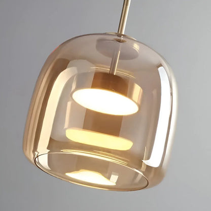 Amber Glass Pendant Light with Sculpted Inner Light