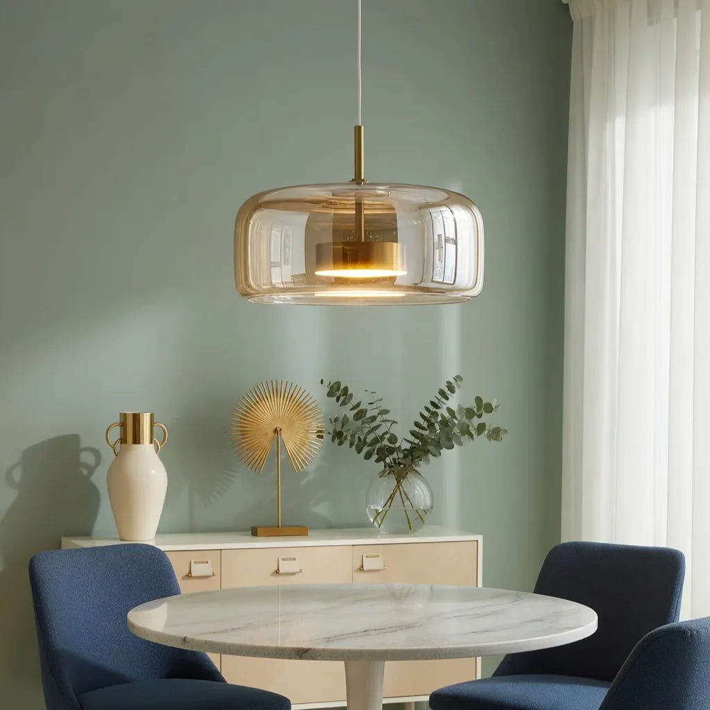 Gideon Modern Amber Glass Sculpted LED Pendant Light