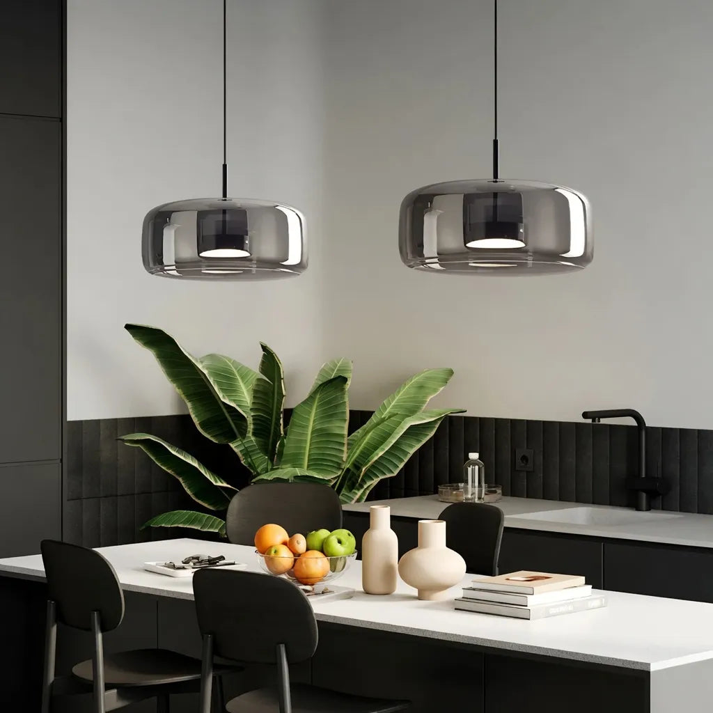 Gideon Modern Amber Glass Sculpted LED Pendant Light