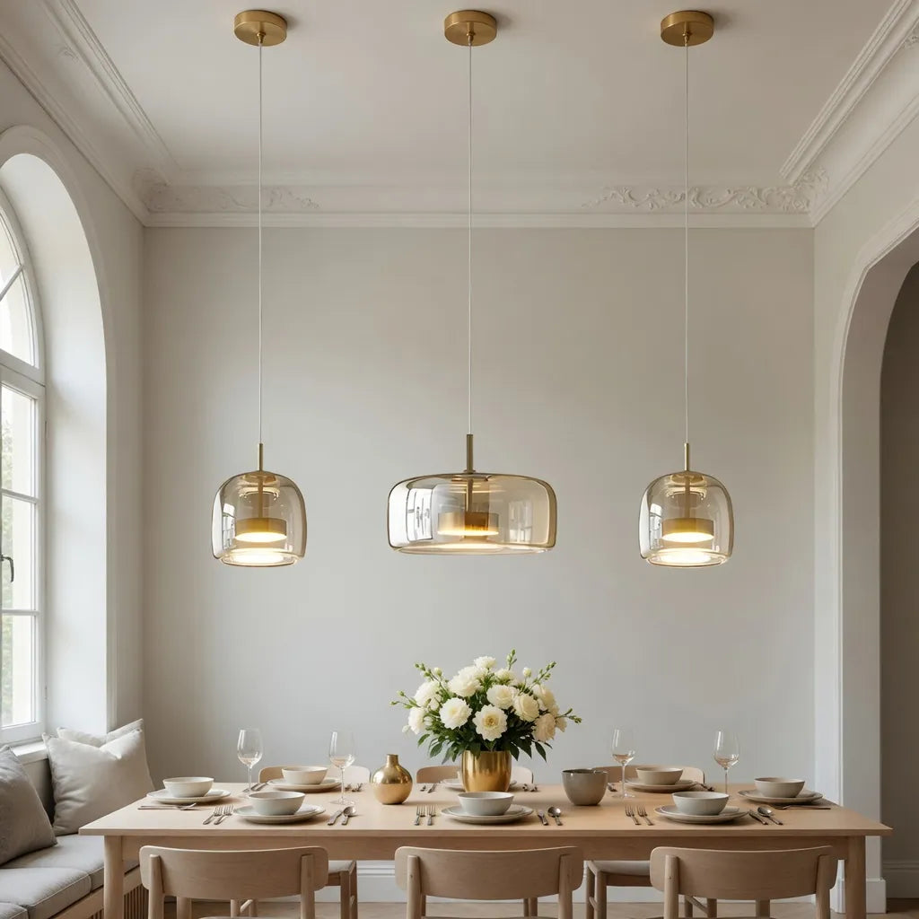 Gideon Modern Amber Glass Sculpted LED Pendant Light