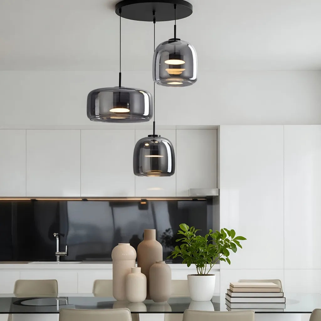 Gideon Modern Amber Glass Sculpted LED Pendant Light