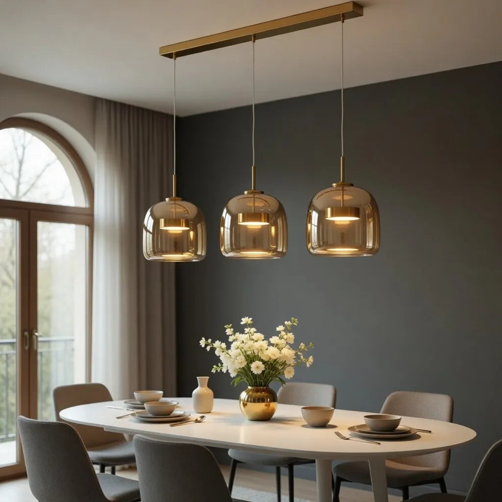 Gideon Modern Amber Glass Sculpted LED Pendant Light