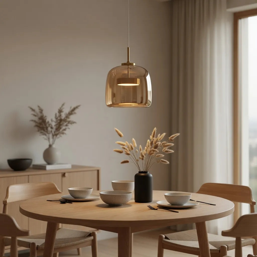 Gideon Modern Amber Glass Sculpted LED Pendant Light