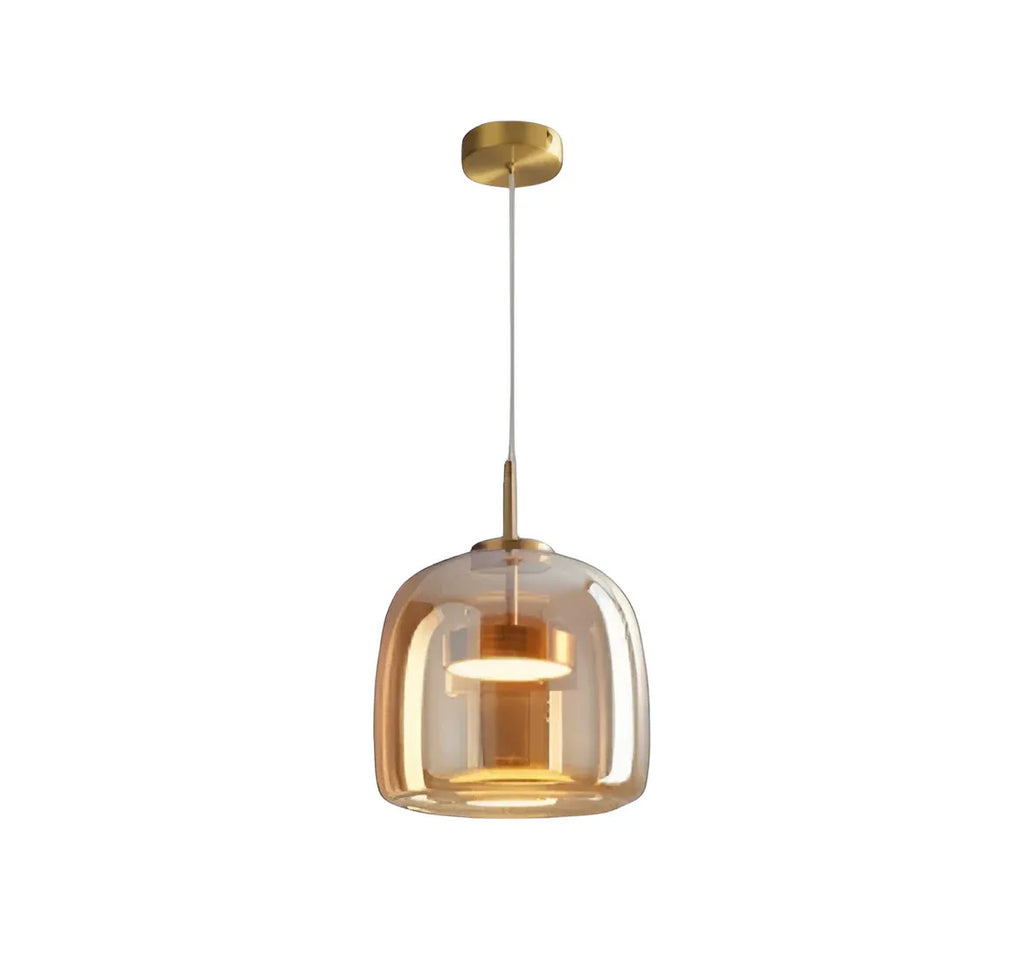 Gideon Modern Amber Glass Sculpted LED Pendant Light
