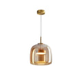 Gideon Modern Amber Glass Sculpted LED Pendant Light