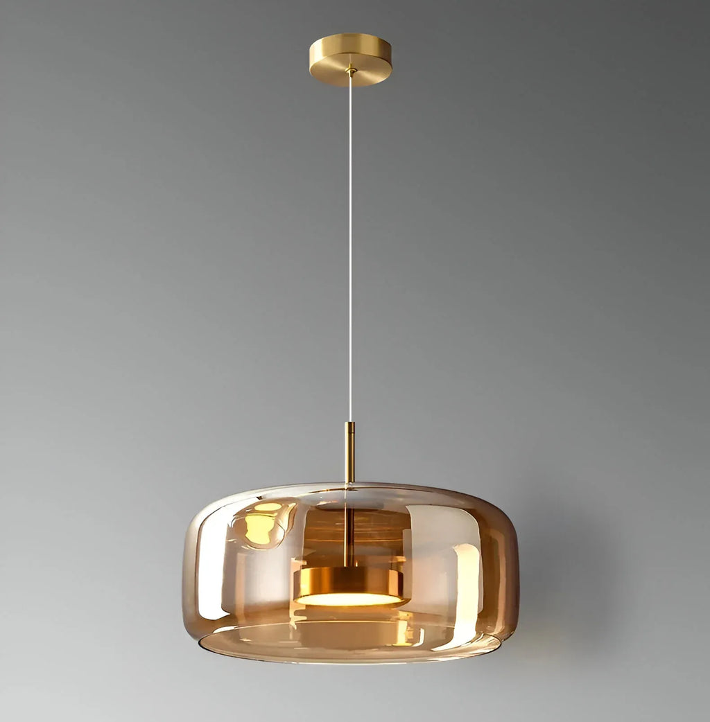 Gideon Modern Amber Glass Sculpted LED Pendant Light