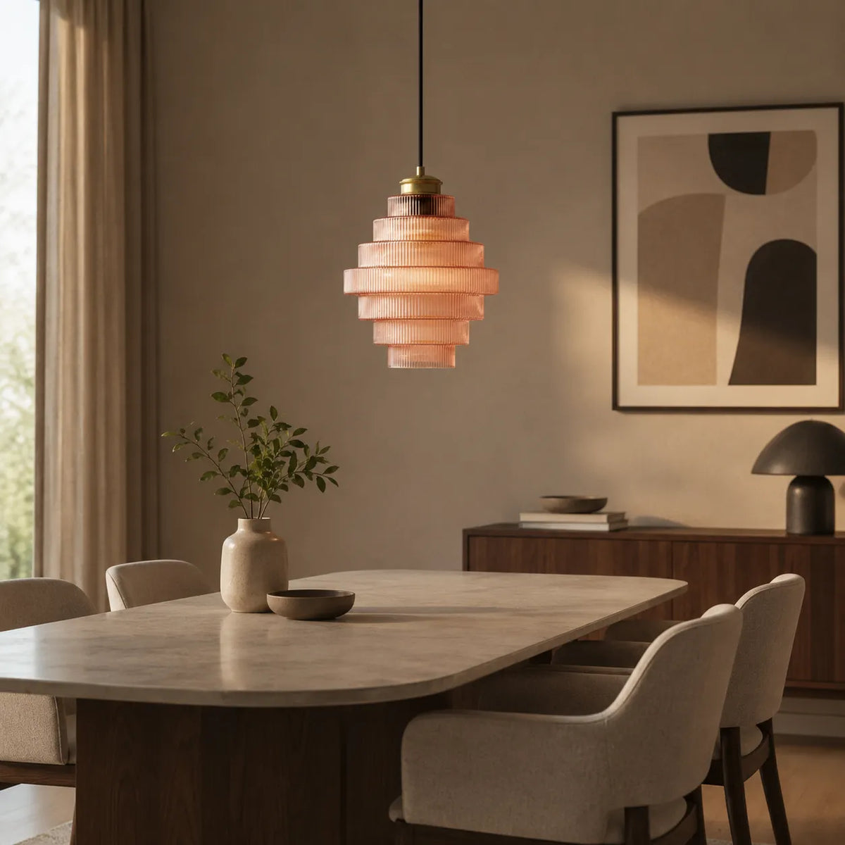 Avaine Vintage Striped Stained Glass Pendant Light