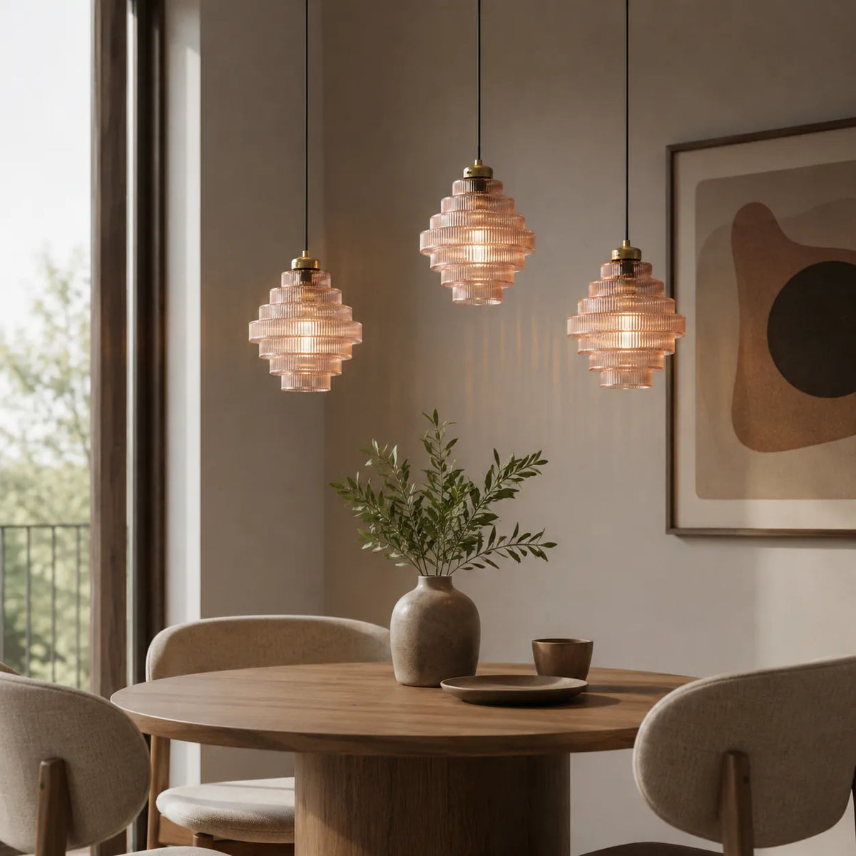 Avaine Vintage Striped Stained Glass Pendant Light