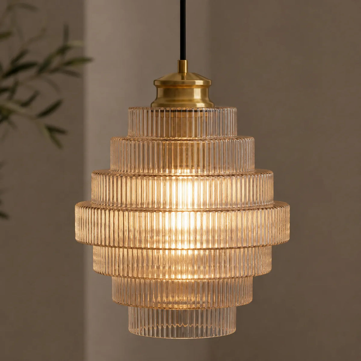 Avaine Vintage Striped Stained Glass Pendant Light