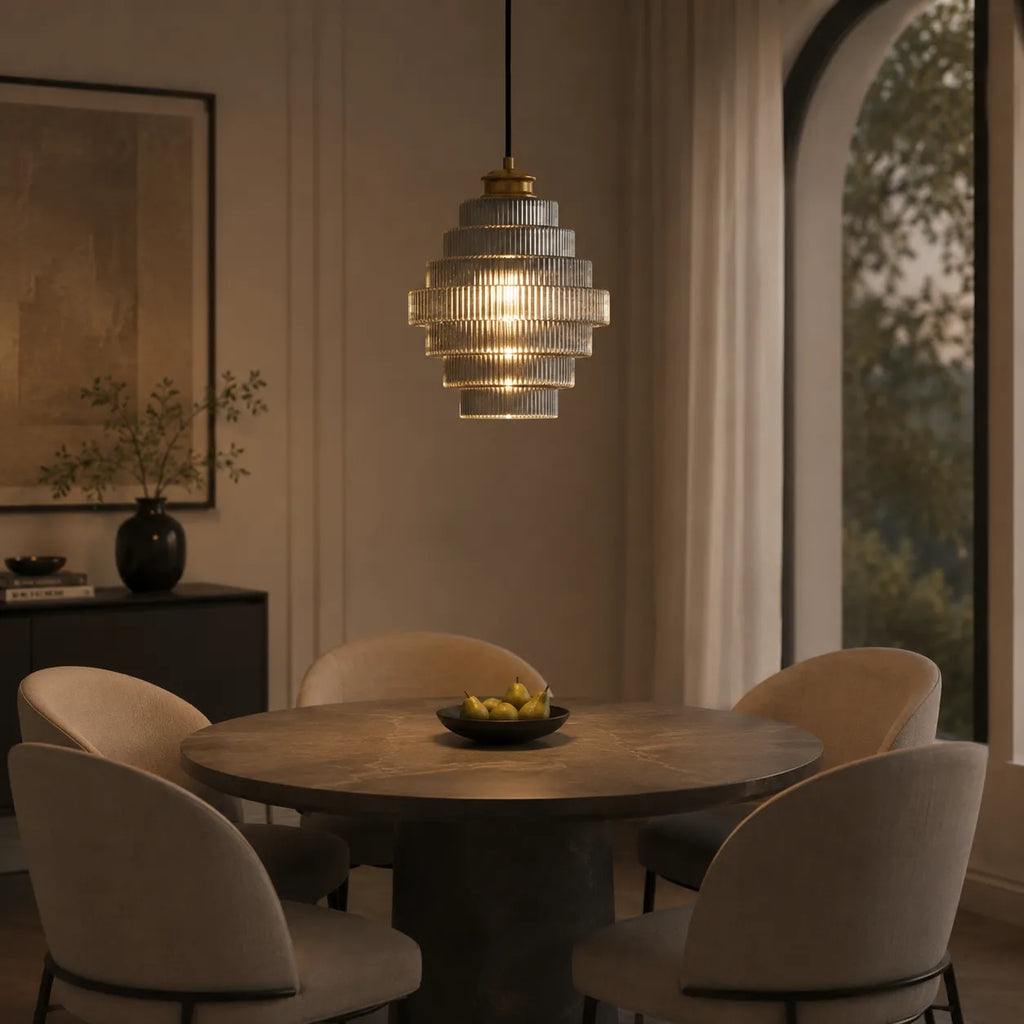 Avaine Vintage Striped Stained Glass Pendant Light
