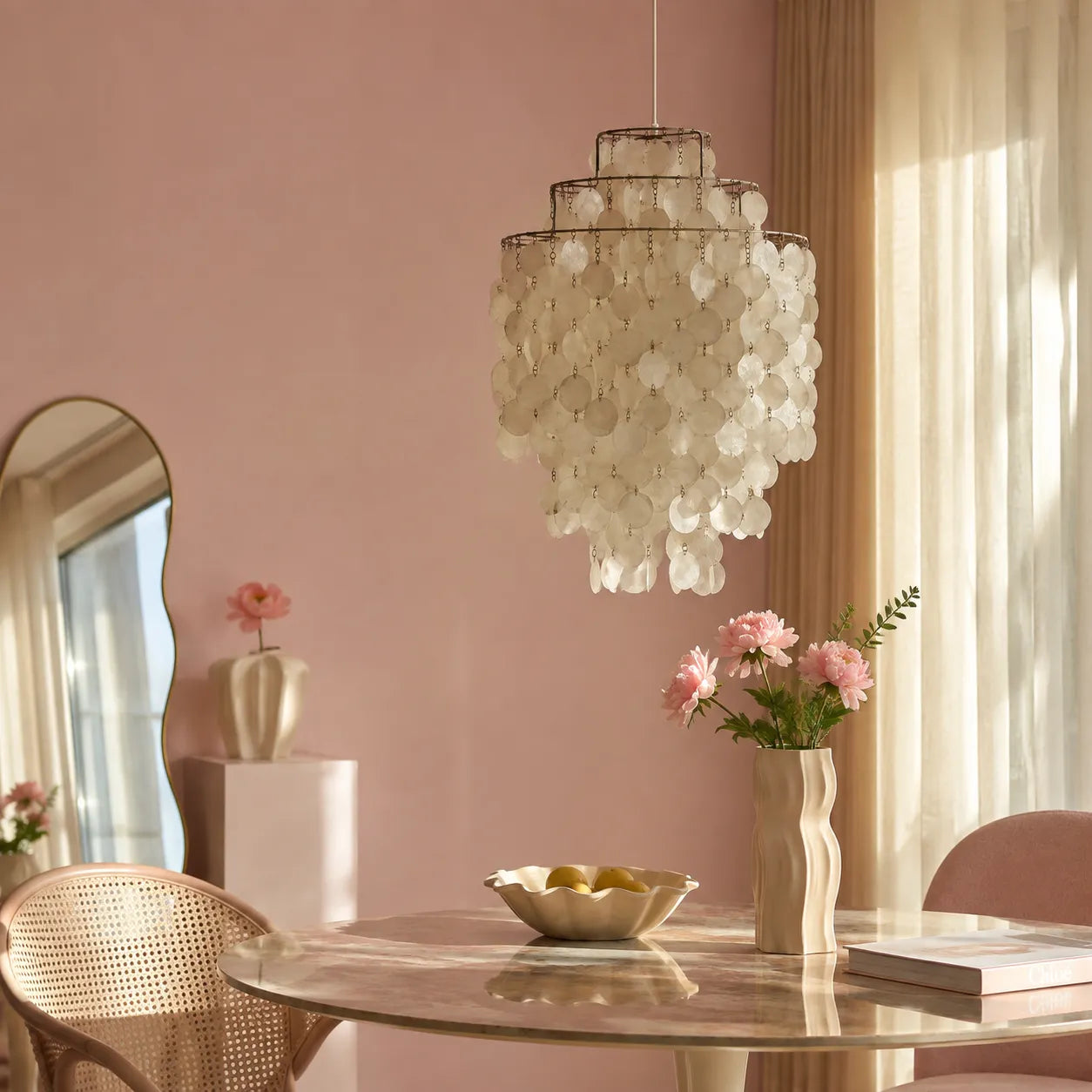 Ariaya Italian Vintage Natural Seashell Pendant Light