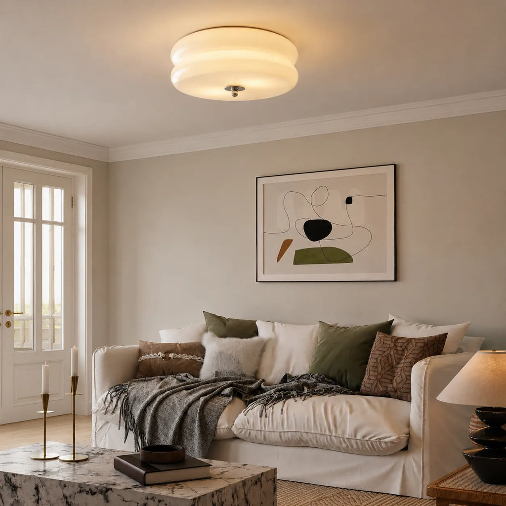 Calla Art Deco Opal Glass Flush Mount Ceiling Light
