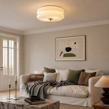 Art Deco Ceiling Light with Opal Glass Glow