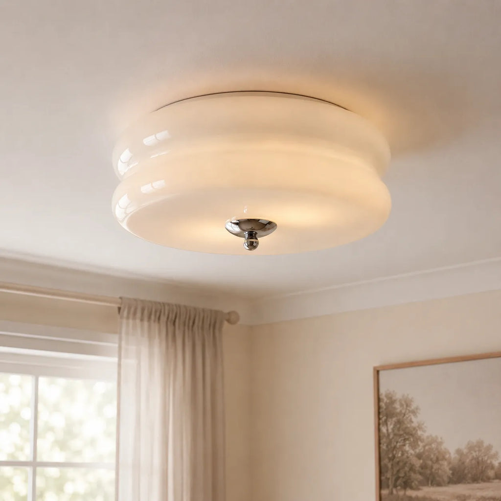 Calla Art Deco Opal Glass Flush Mount Ceiling Light
