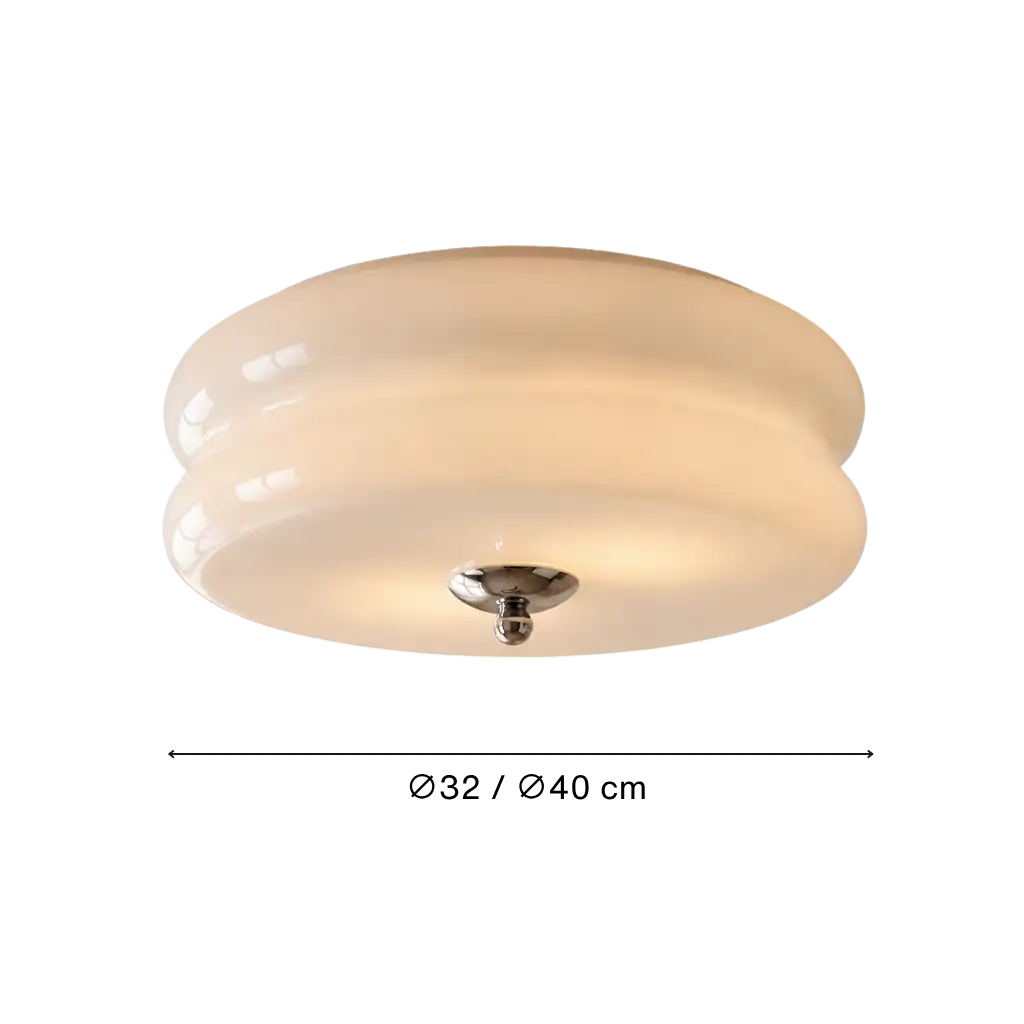 Art Deco Ceiling Light with Opal Glass Glow