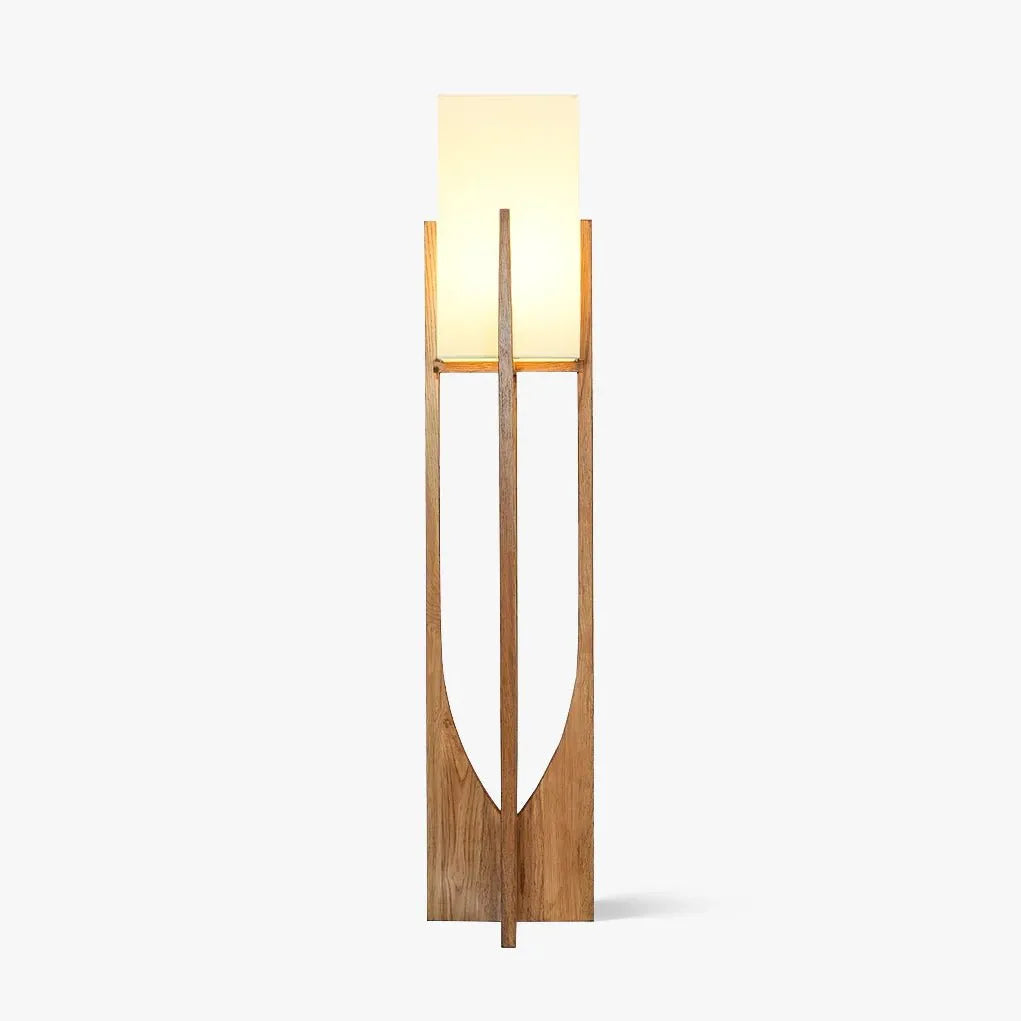 Della Contemporary Ash Wood & Fabric Floor Lamp