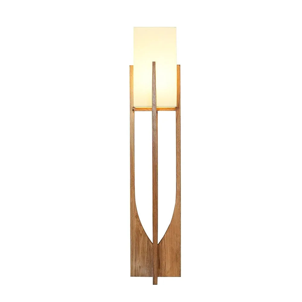 Della Contemporary Ash Wood & Fabric Floor Lamp