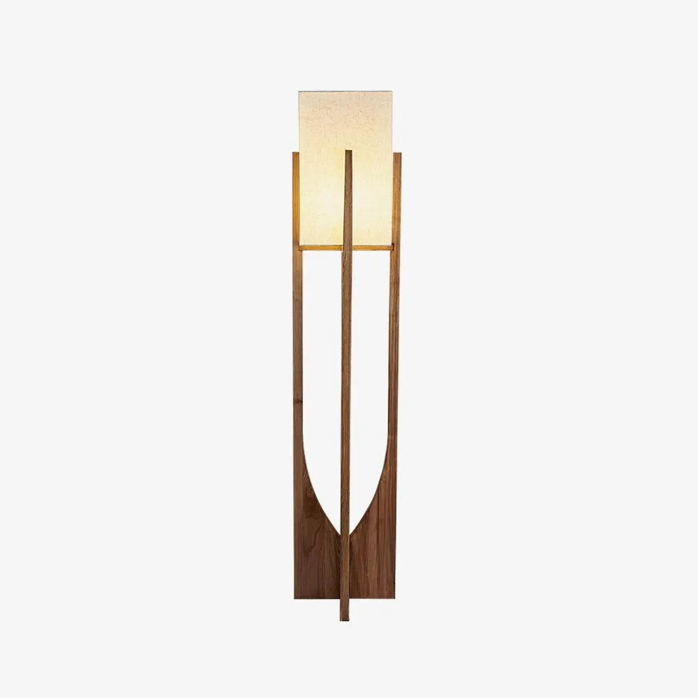 Della Contemporary Ash Wood & Fabric Floor Lamp