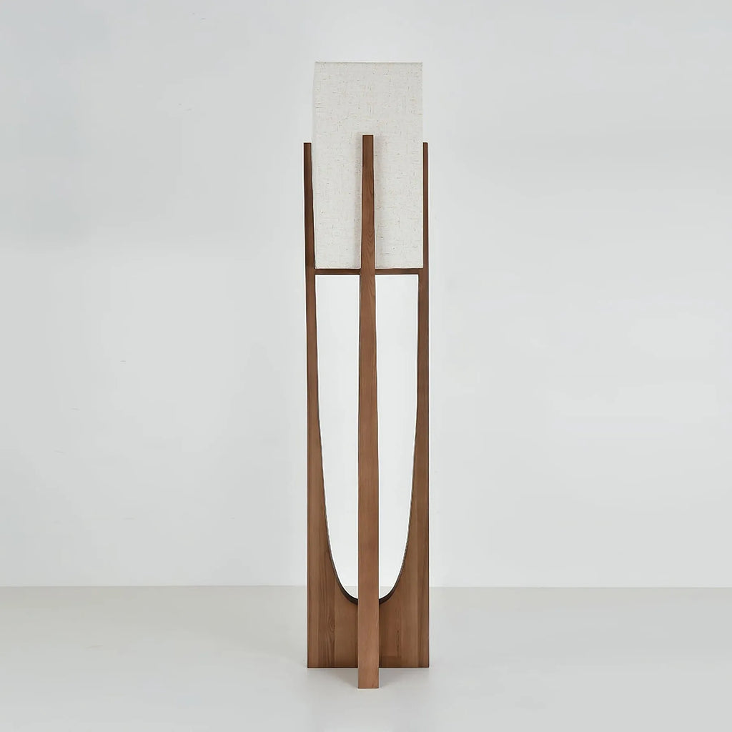Della Contemporary Ash Wood & Fabric Floor Lamp