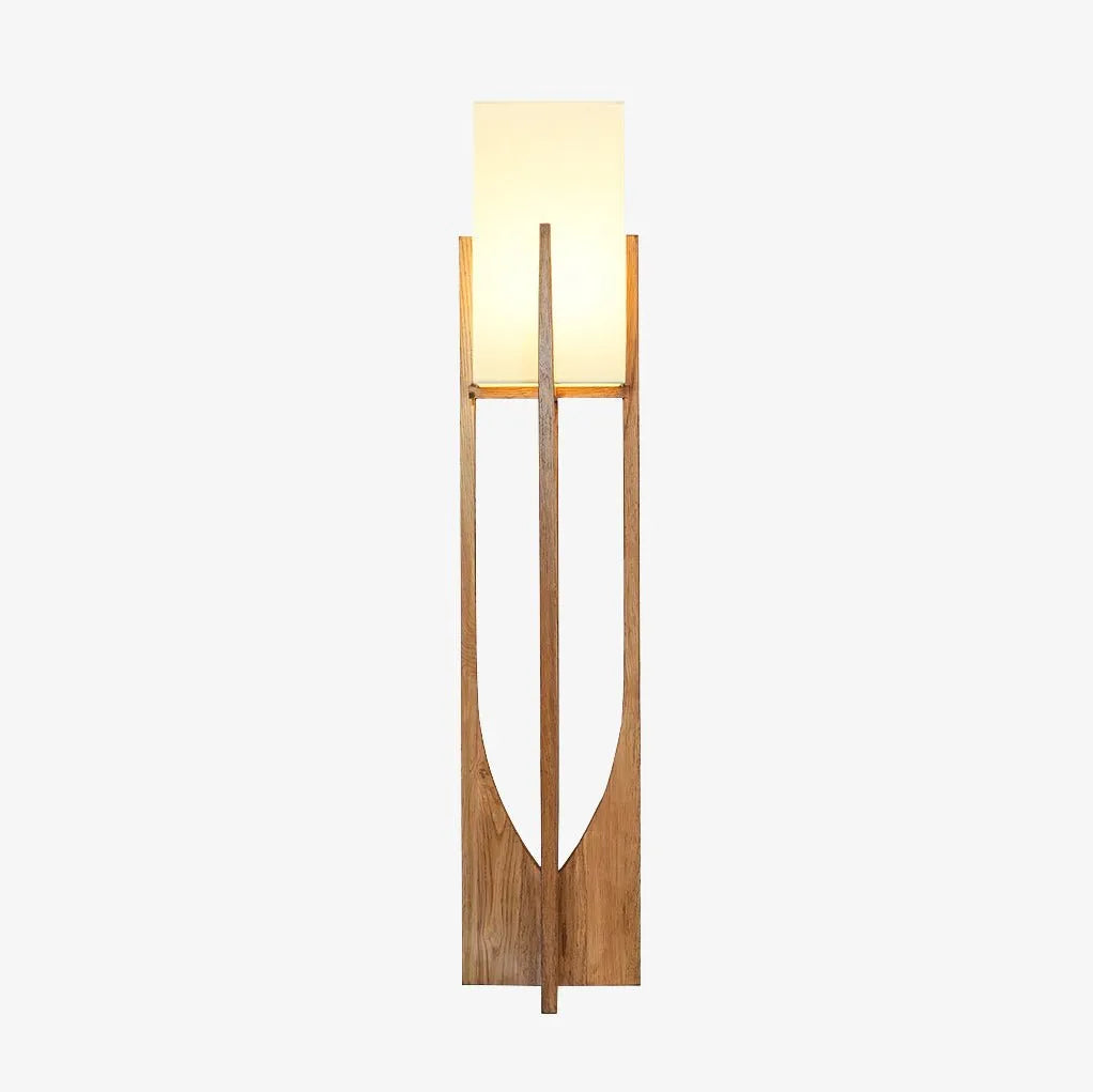 Della Contemporary Ash Wood & Fabric Floor Lamp