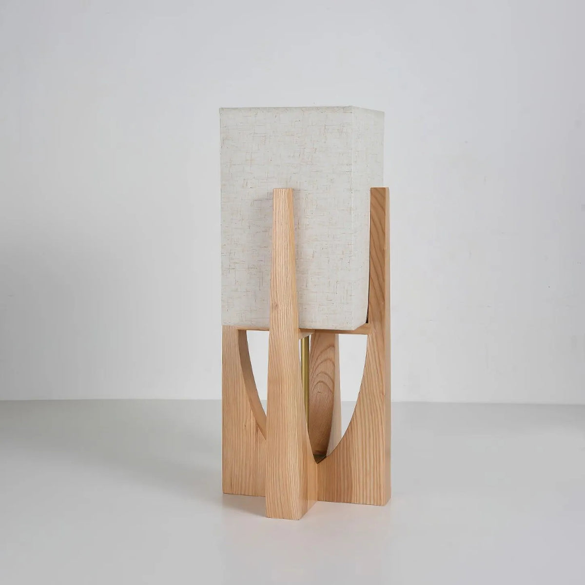 Della Contemporary Ash Wood & Fabric Floor Lamp