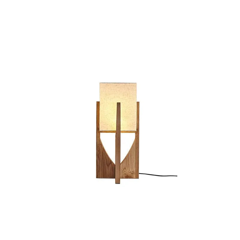 Della Contemporary Ash Wood & Fabric Floor Lamp