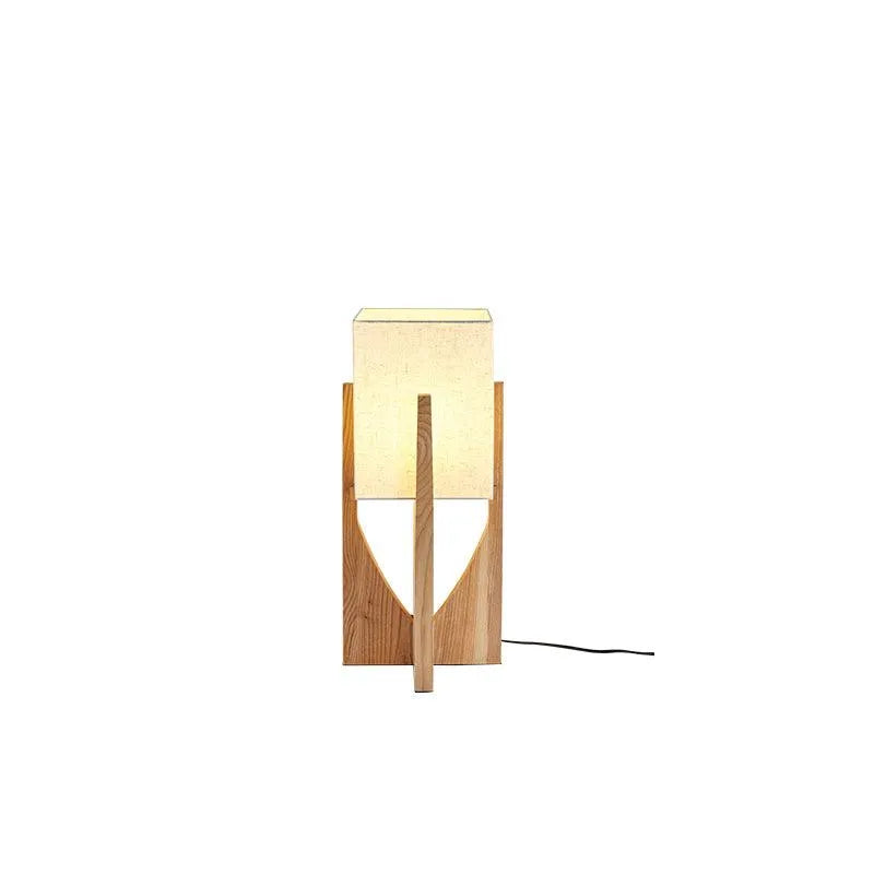 Della Contemporary Ash Wood & Fabric Floor Lamp