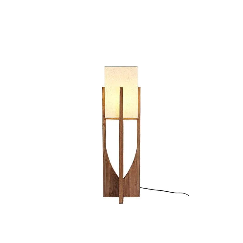 Della Contemporary Ash Wood & Fabric Floor Lamp