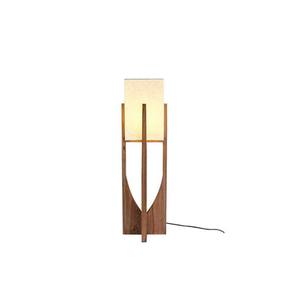 Della Ash Wood Fabric Shade Floor Lamp