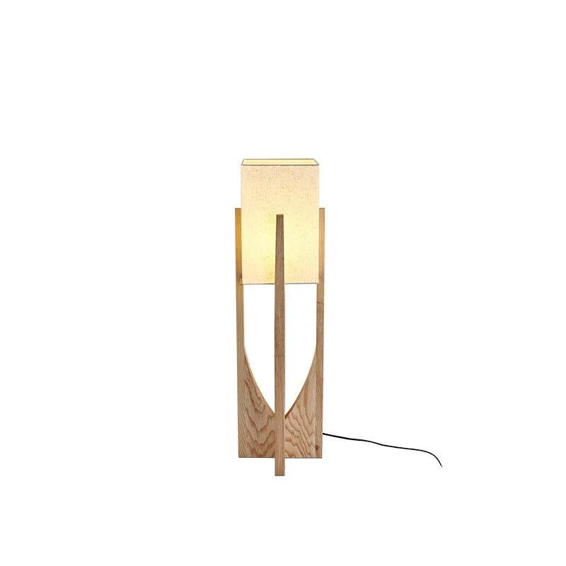 Della Contemporary Ash Wood & Fabric Floor Lamp