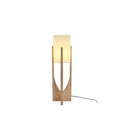 Della Ash Wood Fabric Shade Floor Lamp