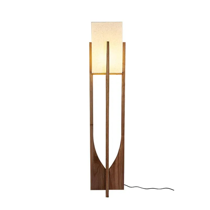 Della Contemporary Ash Wood & Fabric Floor Lamp