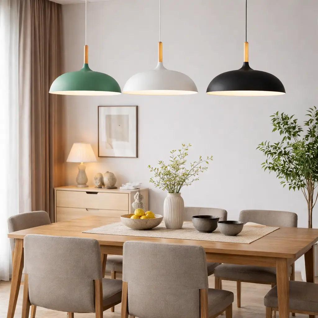 Axel Scandinavian Natural Wood & Iron Pendant Light
