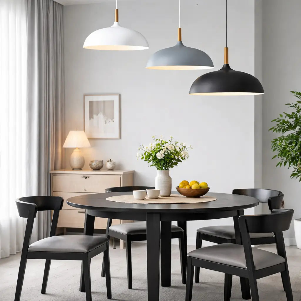 Axel Scandinavian Natural Wood & Iron Pendant Light