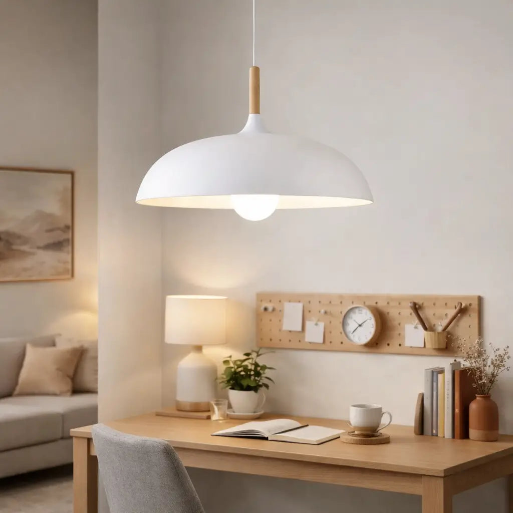 Axel Scandinavian Natural Wood & Iron Pendant Light