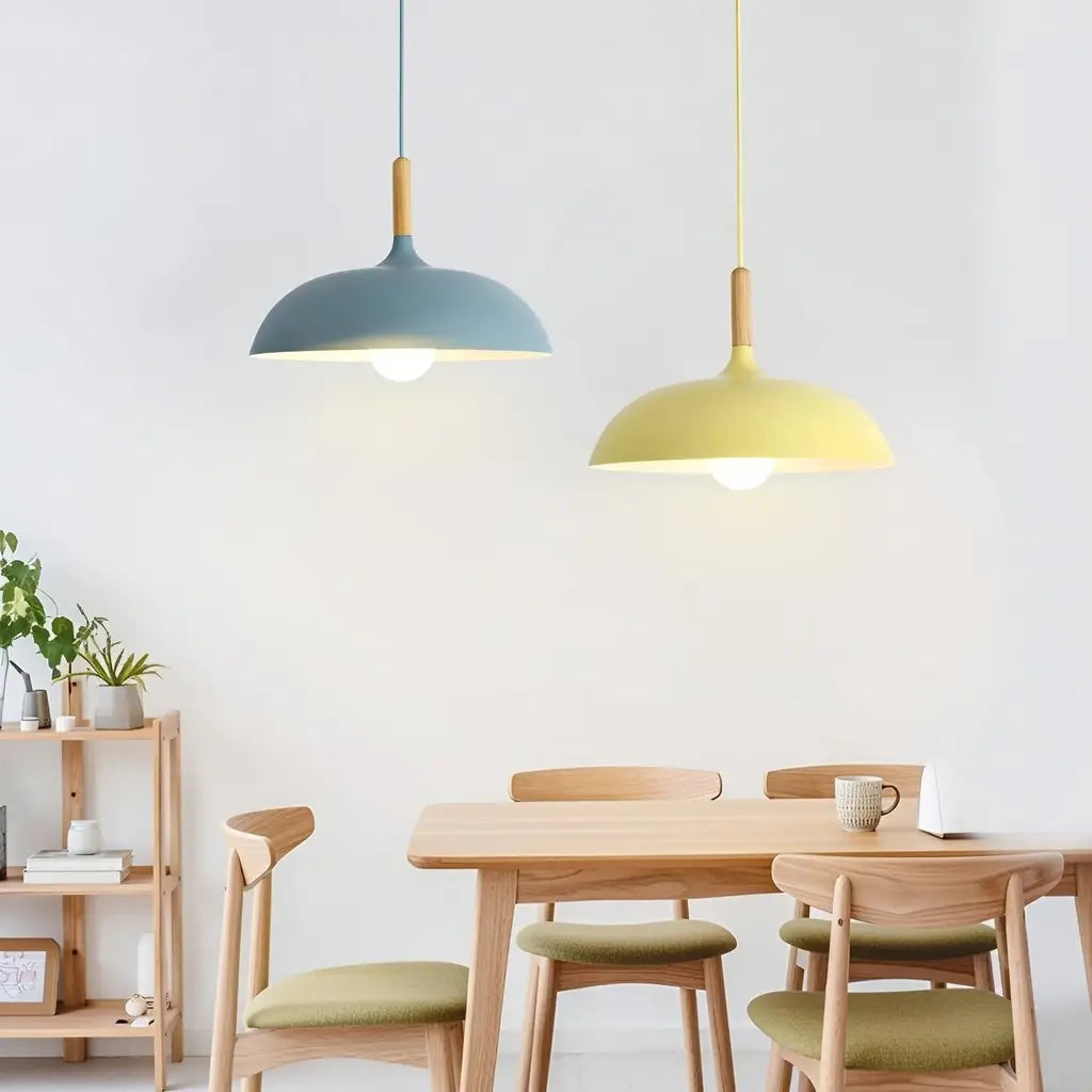 Axel Scandinavian Natural Wood & Iron Pendant Light