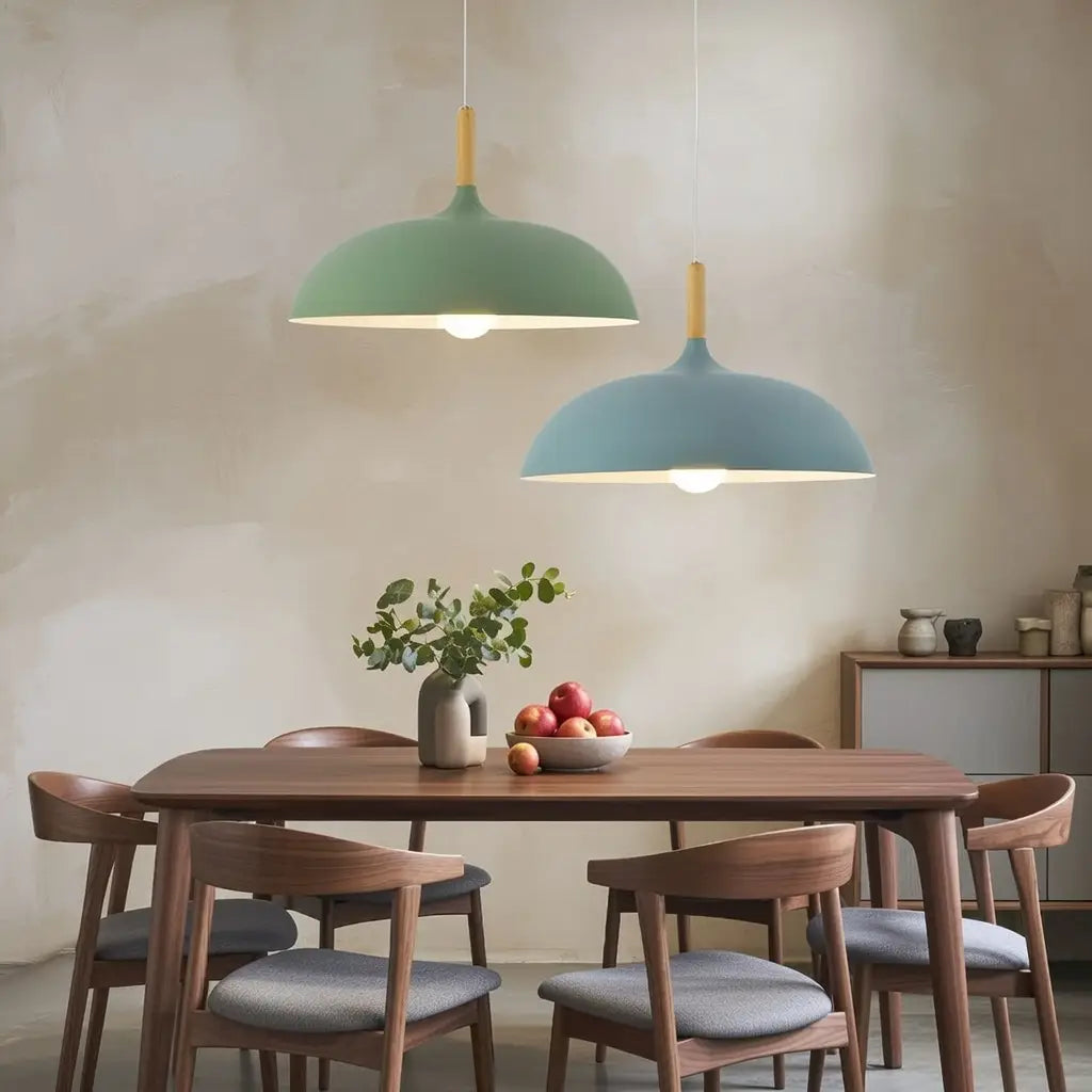 Axel Scandinavian Natural Wood & Iron Pendant Light
