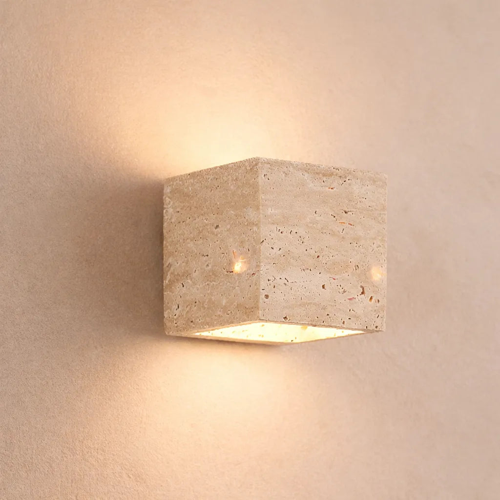 Bastion Minimalist Travertine Up & Down Wall Light