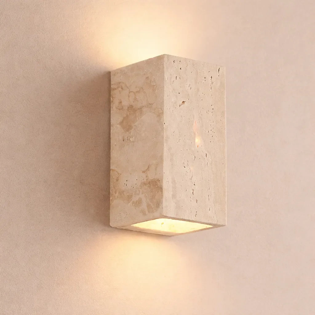 Bastion Minimalist Travertine Up & Down Wall Light